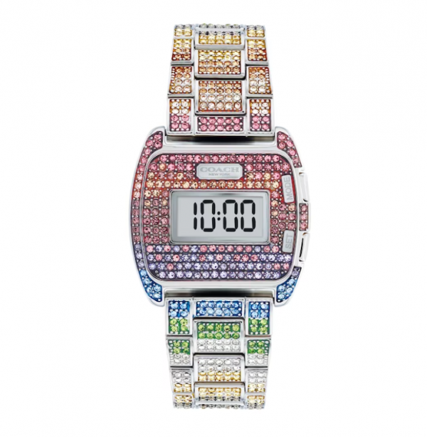 Jam digital dengan aksen berlian kristal